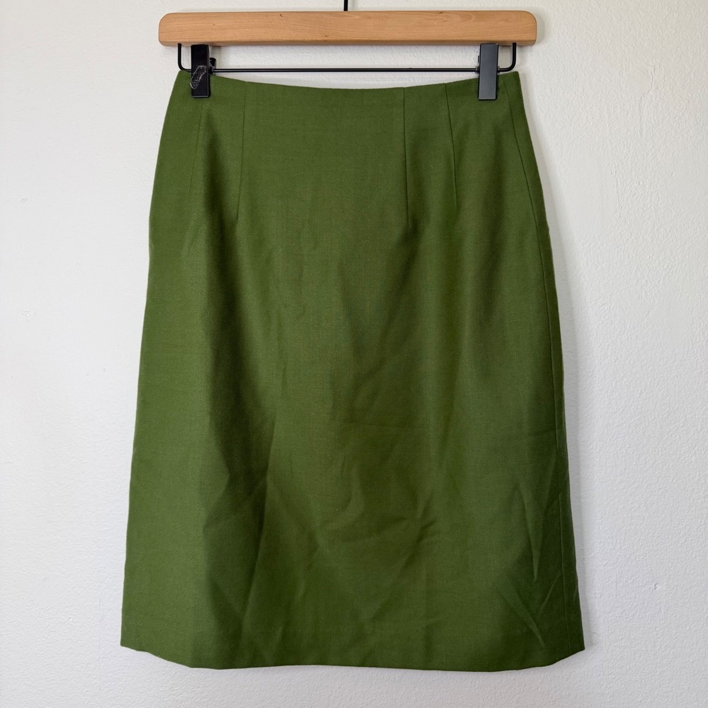 Vintage Chadwick's - Wool Moss Green Pencil Skirt Petite Size 2